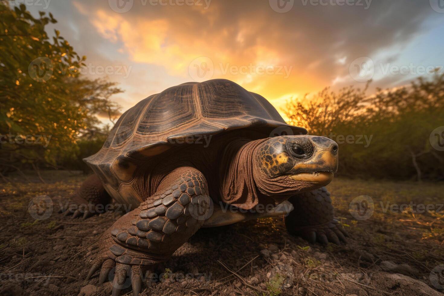 Tortuga en el suelo ai generado foto