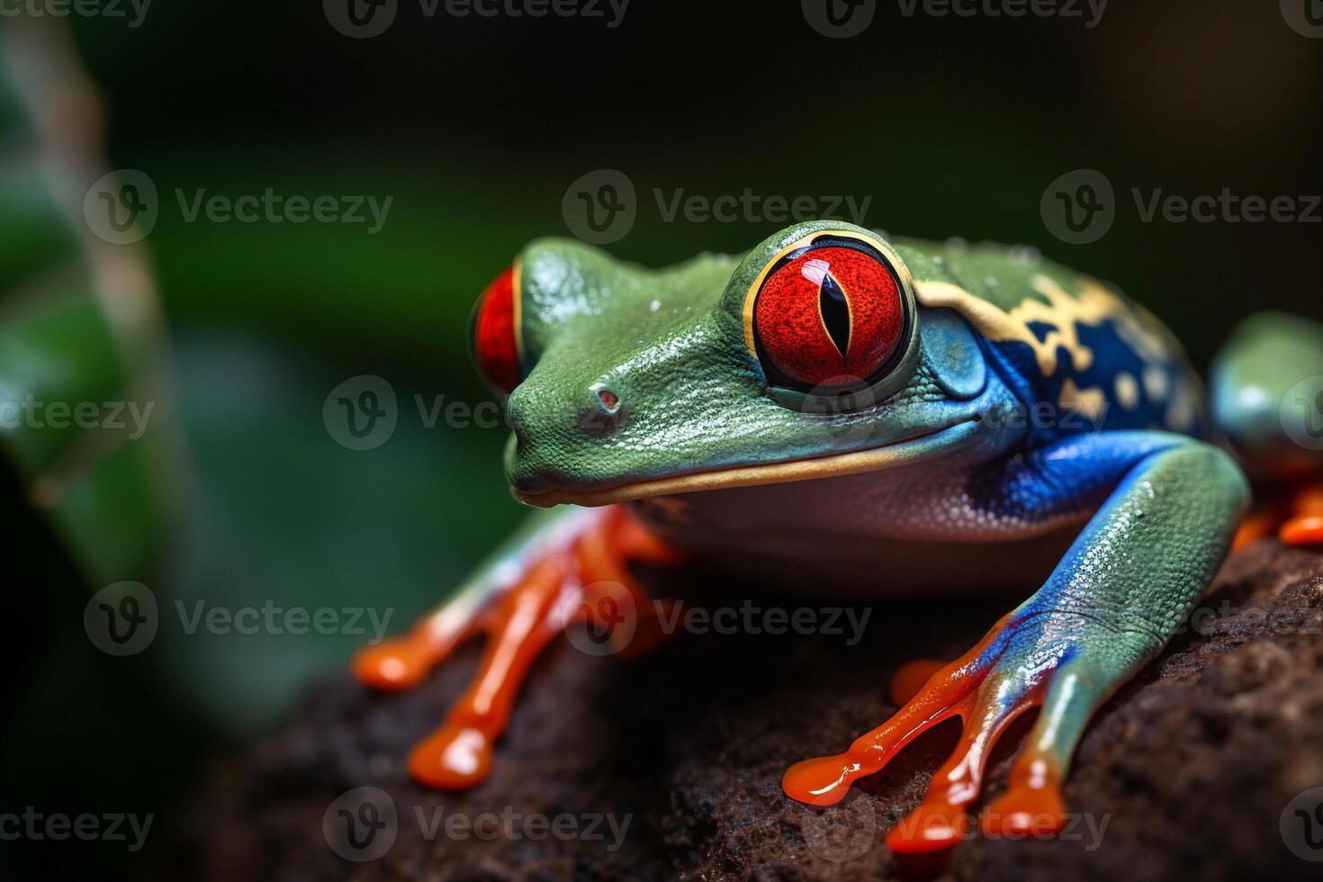 Red eye frog on the forest AI Generate photo