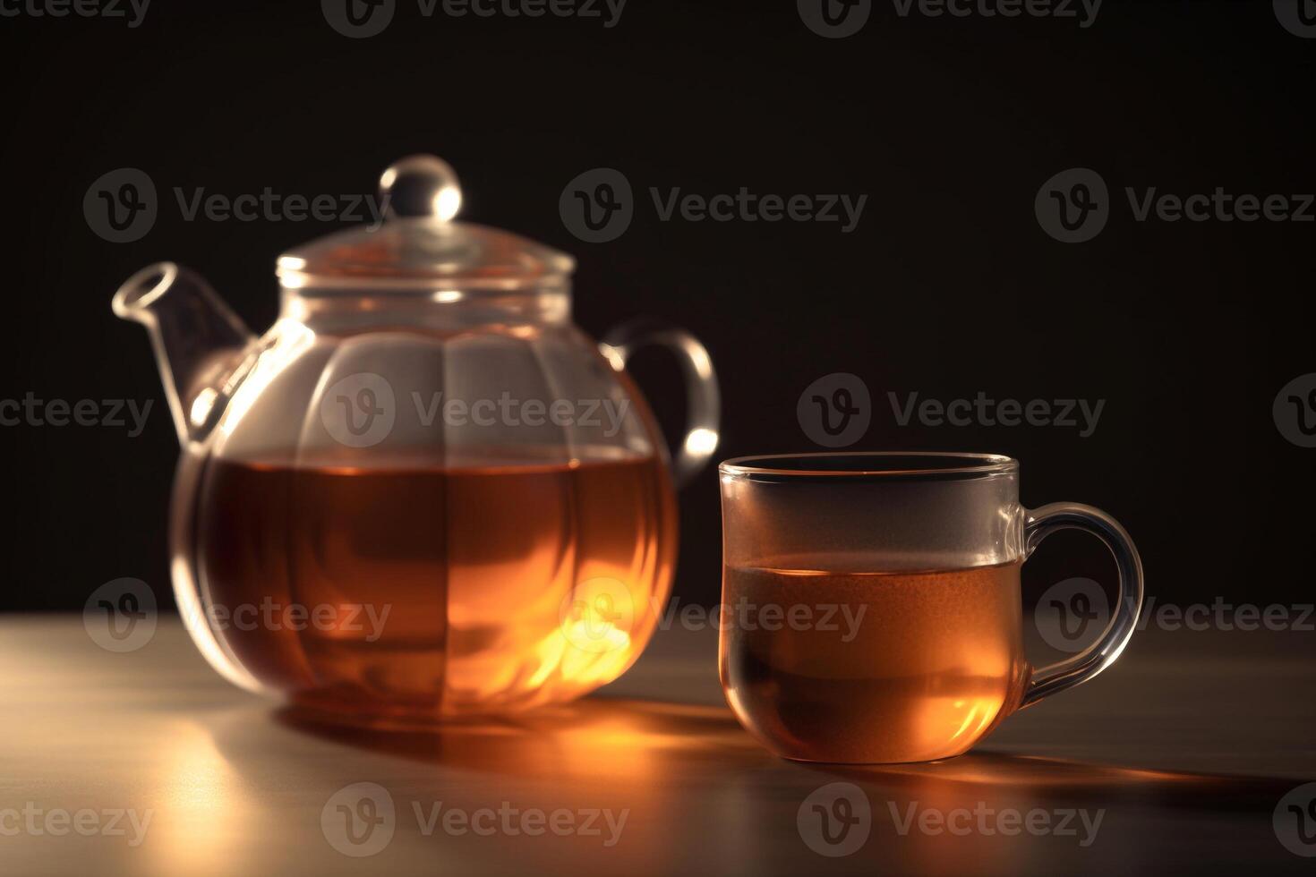 A cup off tea with teapot AI Generate photo