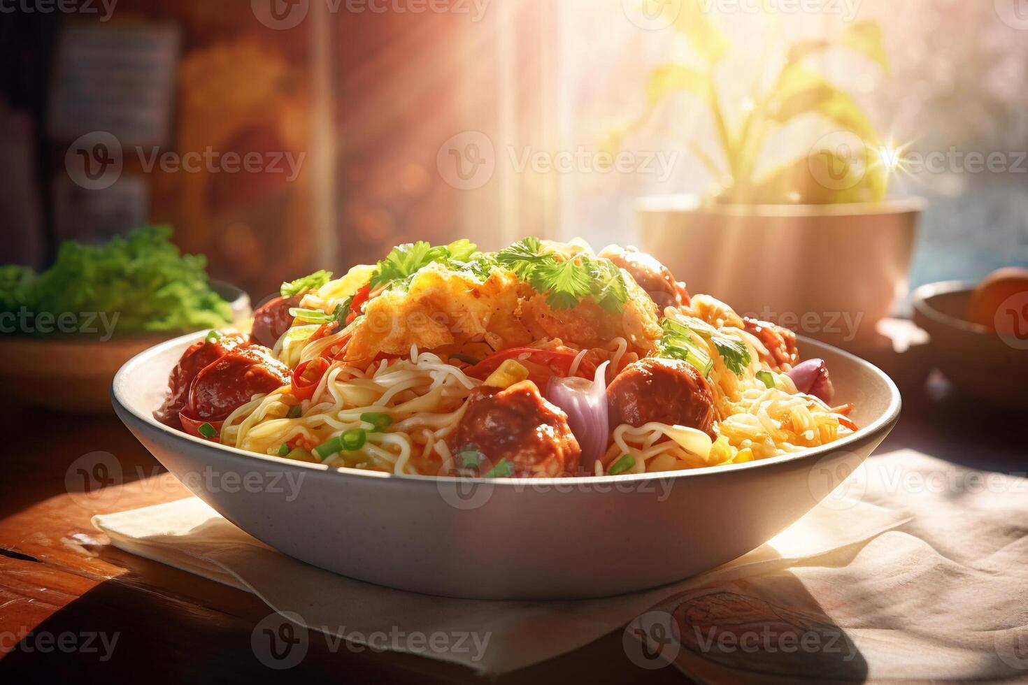 Noodle with meatball AI Generate photo