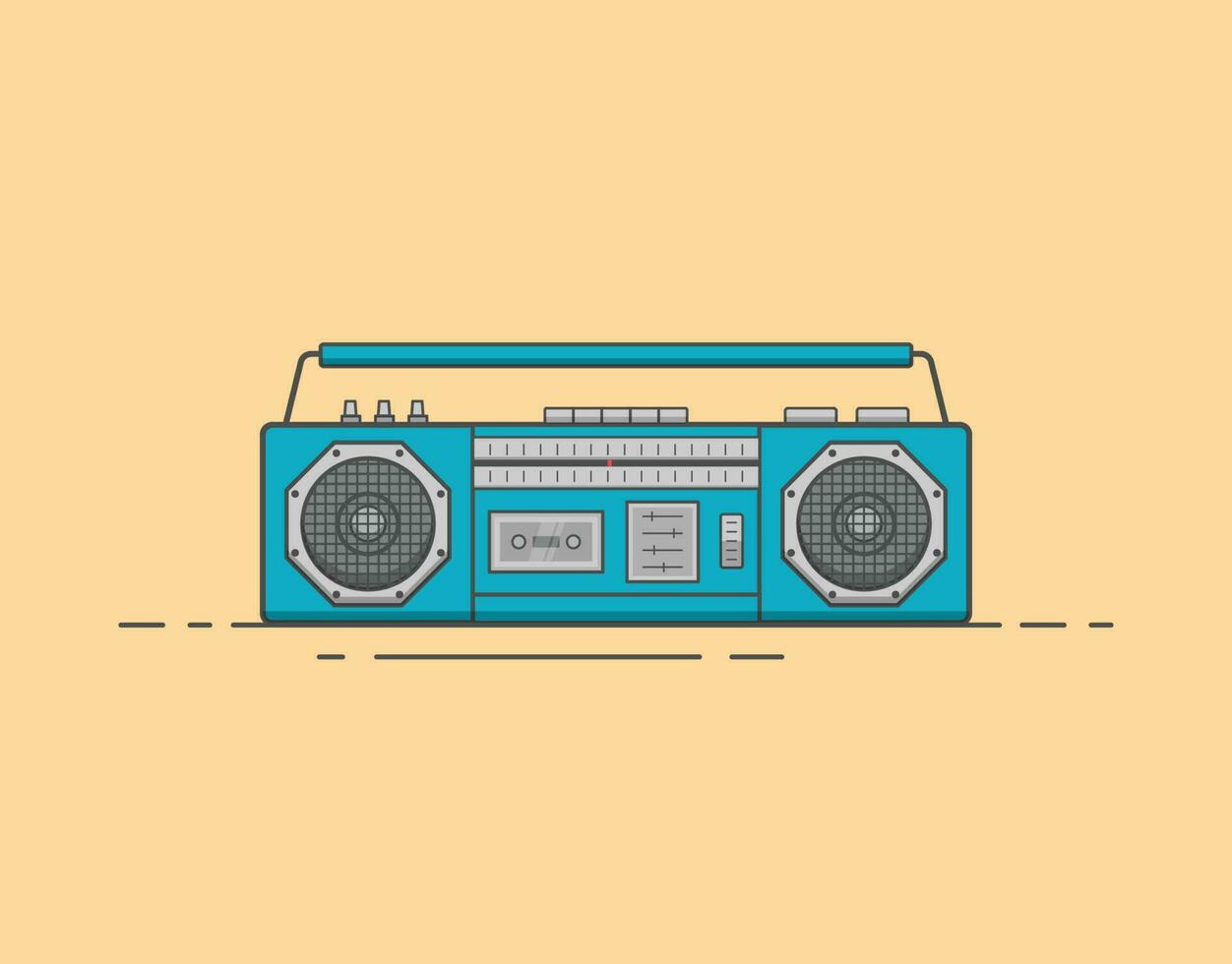 minimalist retro boombox icon cassette player tape recorder illustration retro vintage 90s 80s nostalgia vector