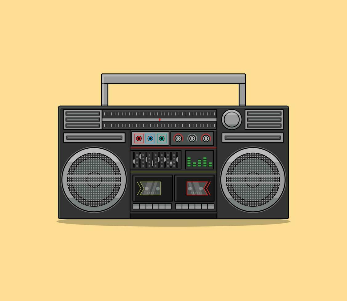 minimalist retro boombox icon taper recorder cassette player retro vintage 90s 80s nostalgia tech music vector