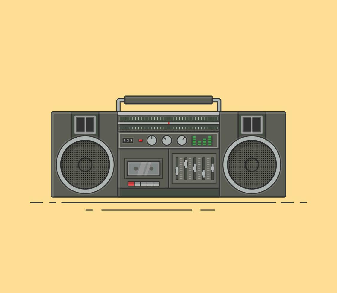 minimalist retro boombox icon taper recorder cassette player retro vintage 90s 80s nostalgia tech music vector