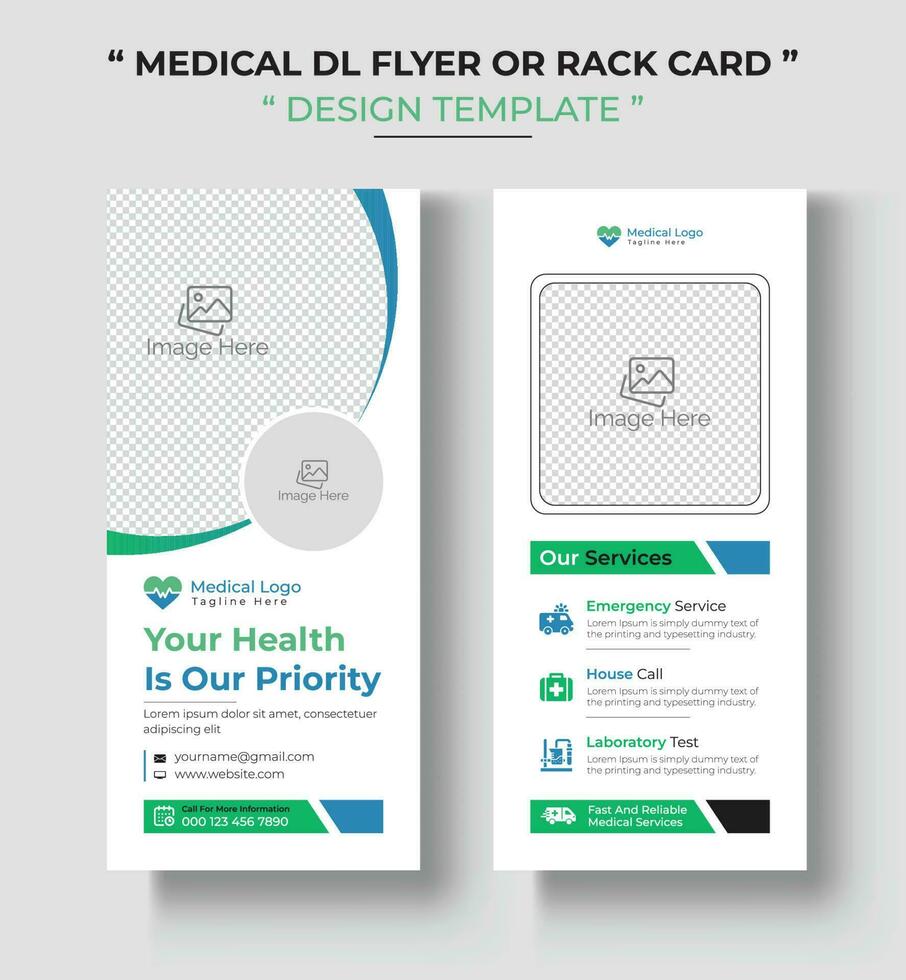 Medical Dl Flyer Or Rack Card Design Template. vector