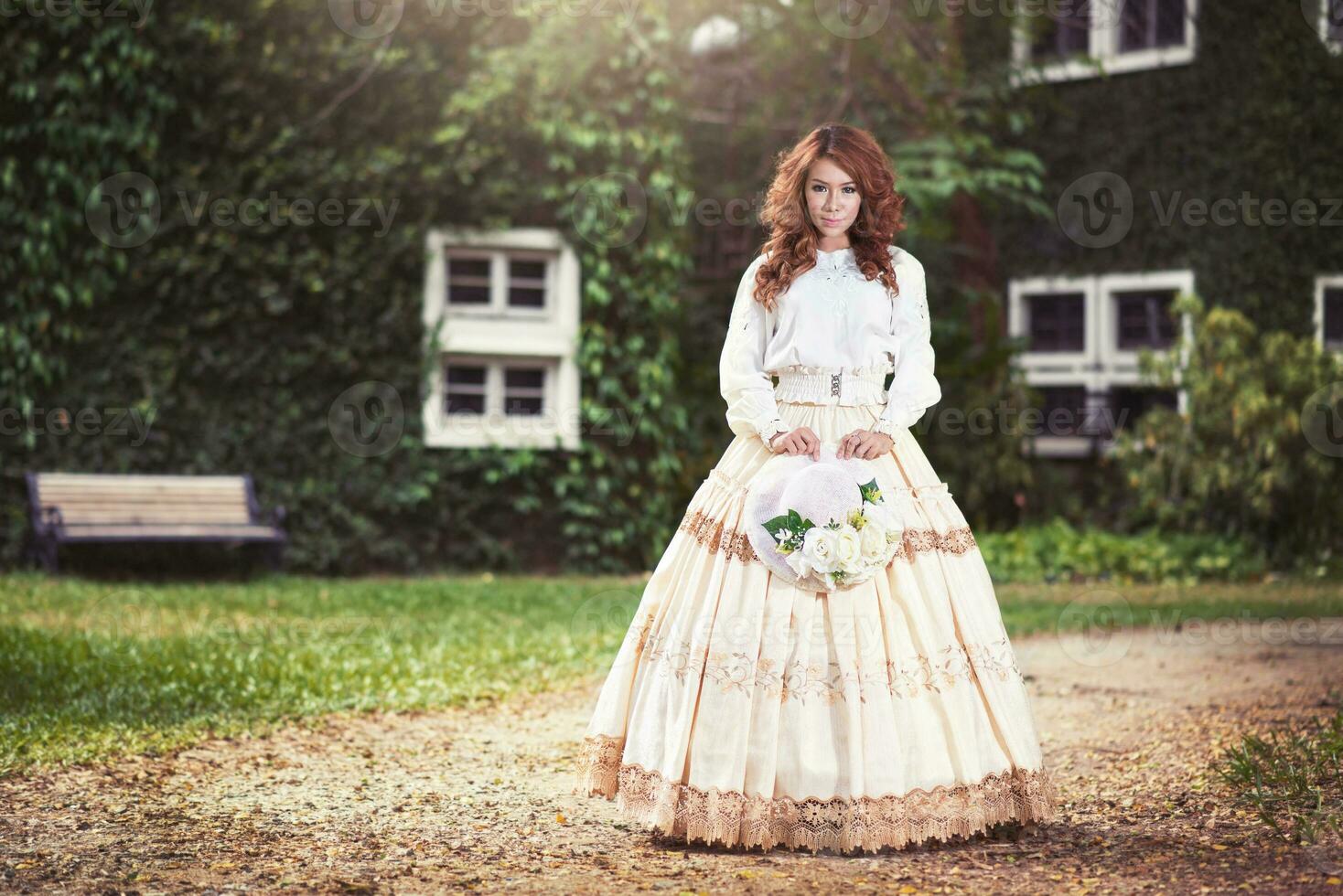 Beautiful lady in vintage outfit photo