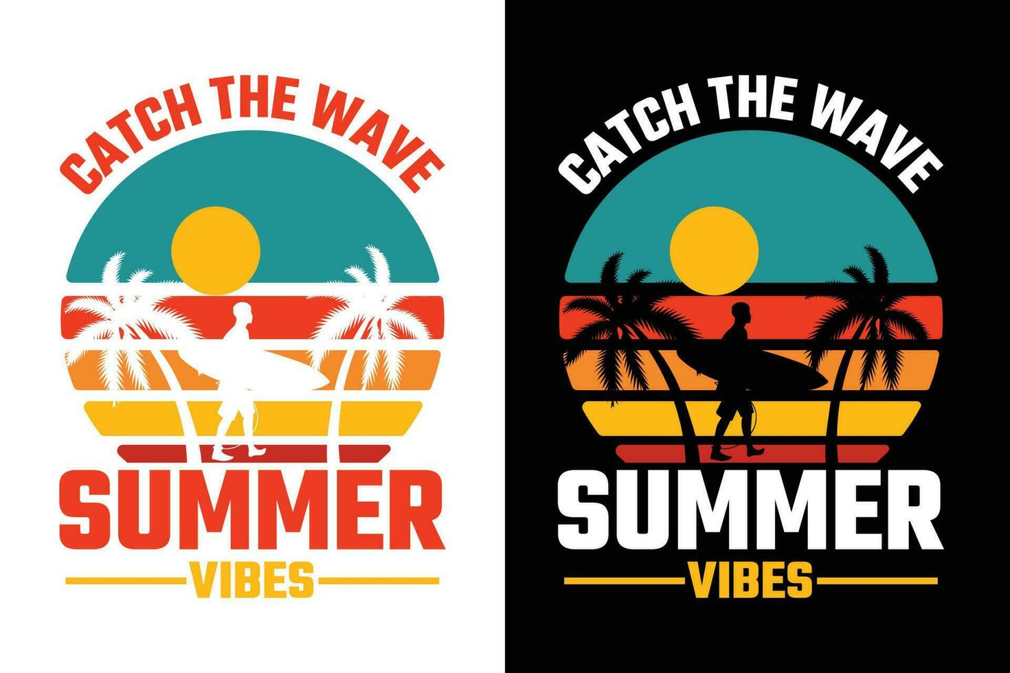 Summer t-shirt design, summer beach vacation t-shirts, summer surfing t-shirt vector design