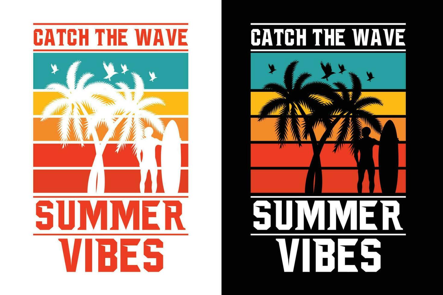 Summer t-shirt design, summer beach vacation t-shirts, summer surfing t-shirt vector design