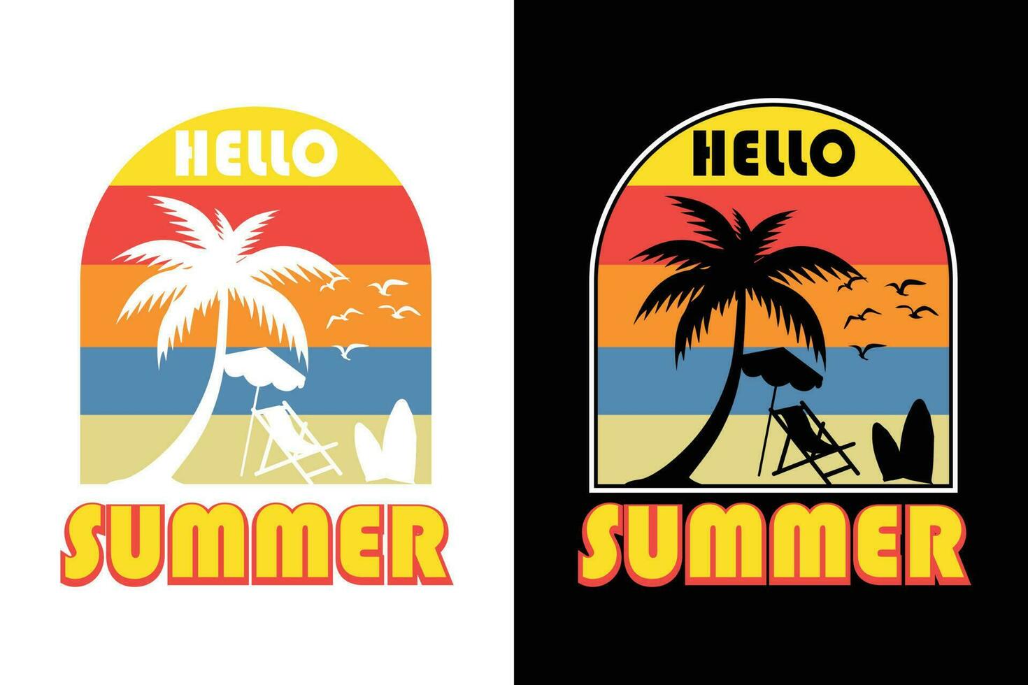 Summer t-shirt design, summer beach vacation t-shirts, summer surfing t-shirt vector design