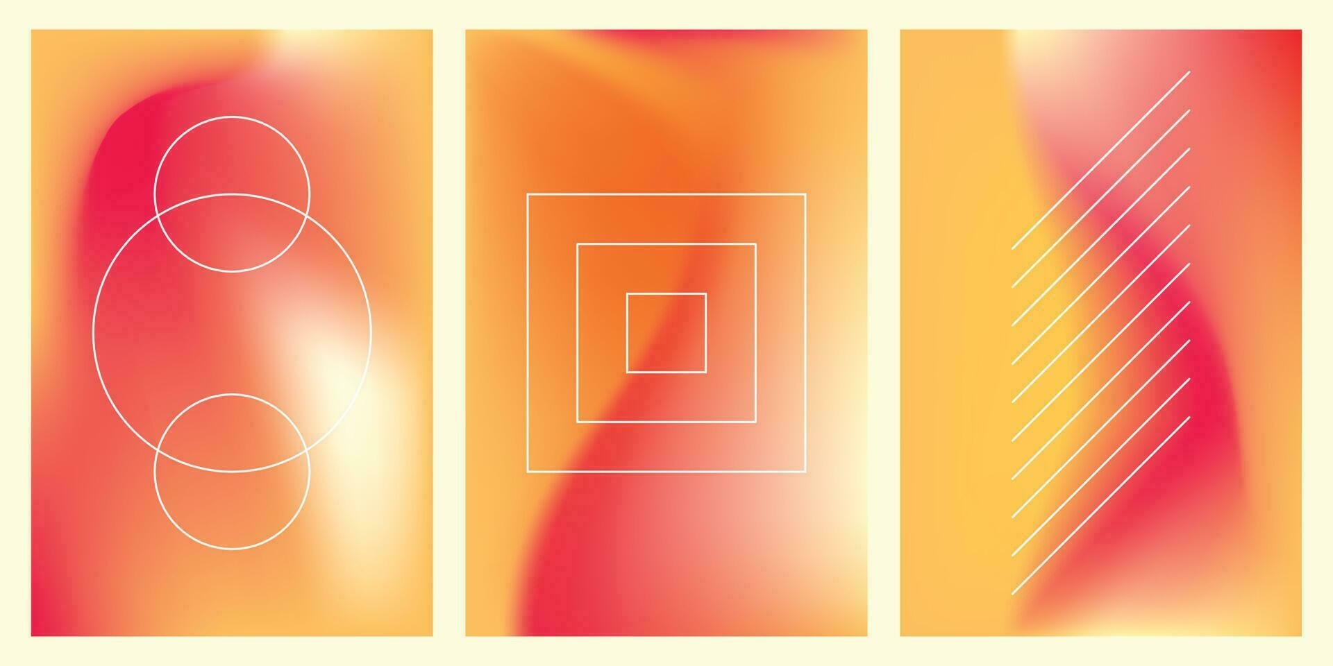 Abstract orange gradient mesh background template copy space set for poster, banner, landing page, or brochure vector