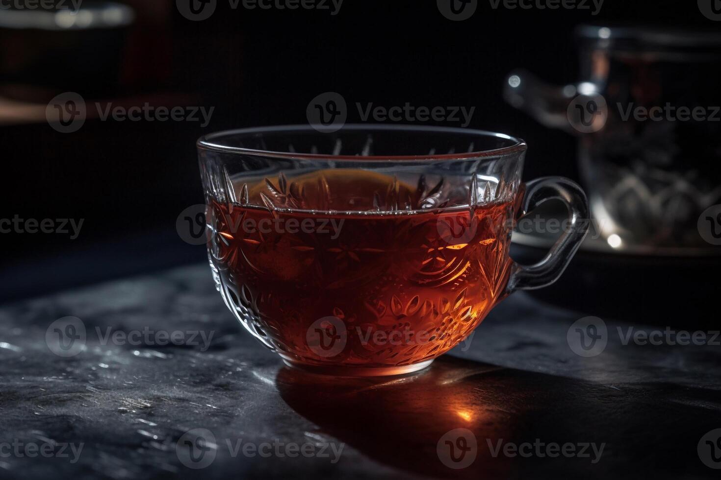 A cup off tea with teapot AI Generate photo