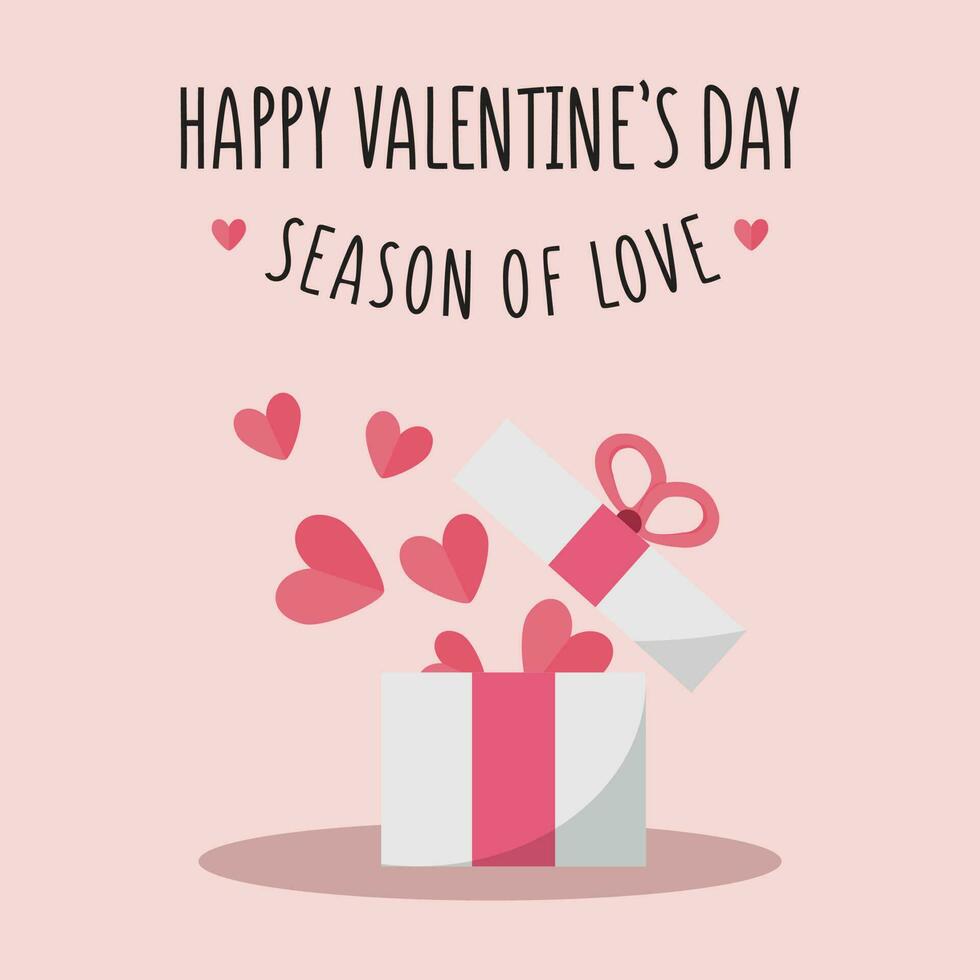 Valentine Day Flat Open Gift Illustration vector