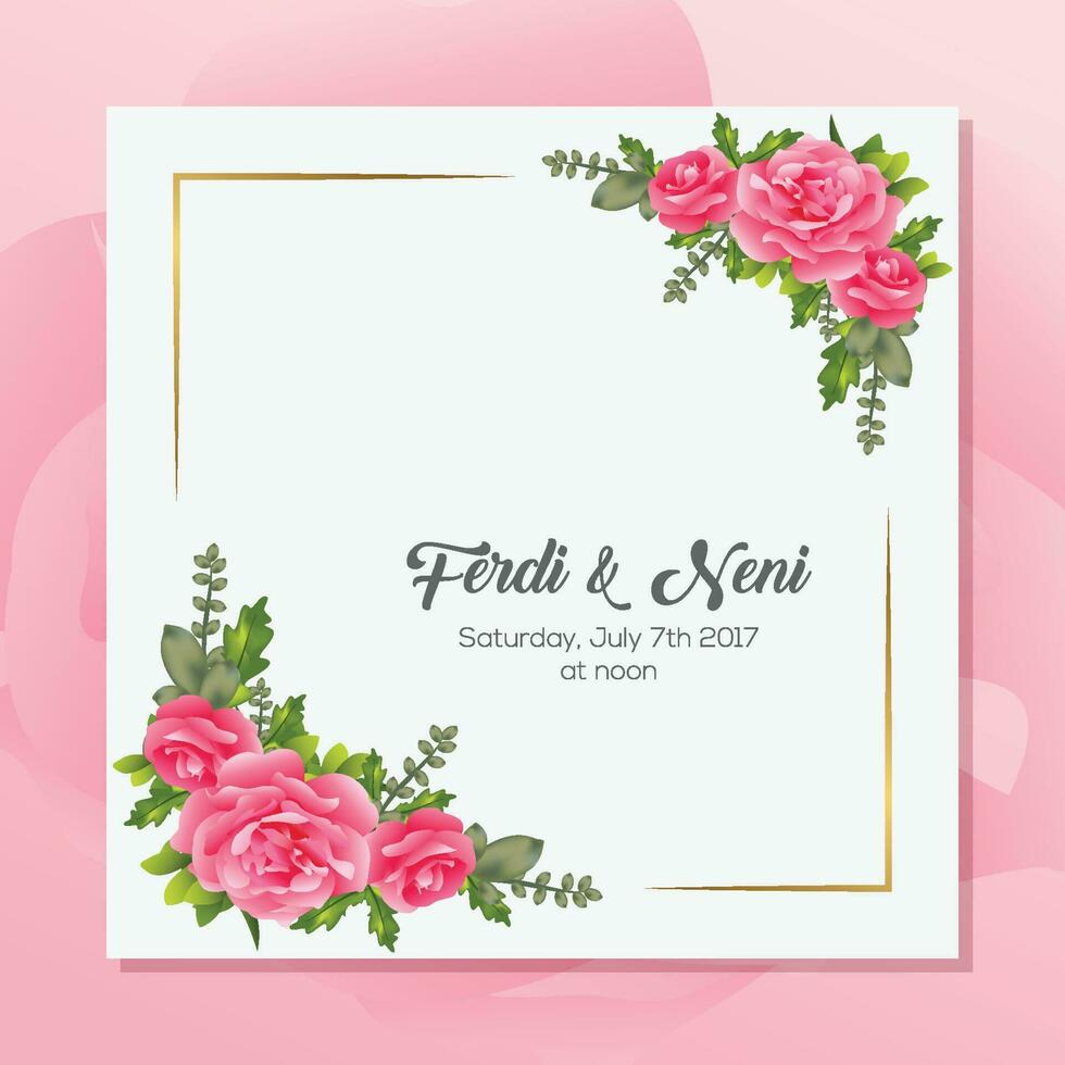 Floral Wedding Invitation Frame Template Background vector
