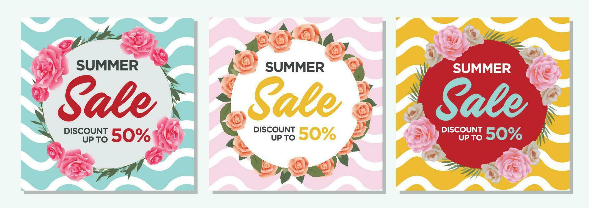 Summer Sale Card Design Set Template vector