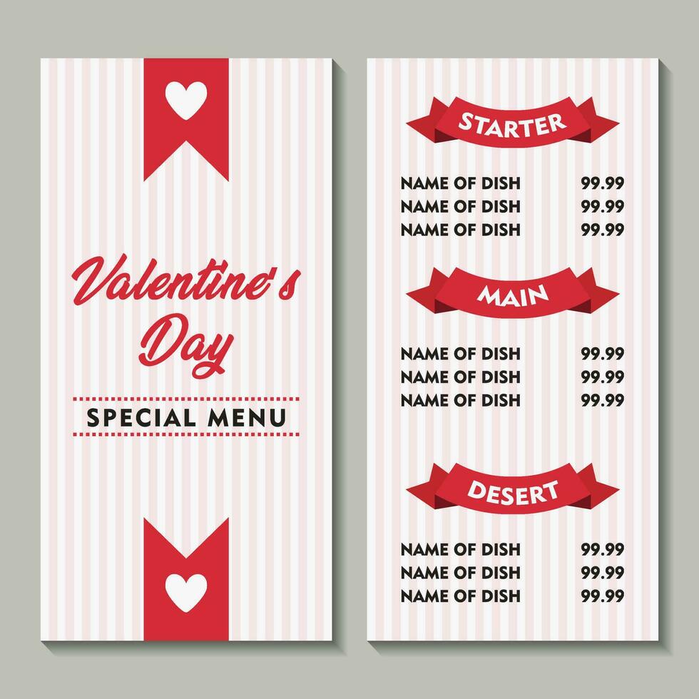 Valentine Special Restaurant Menu Soft Background vector