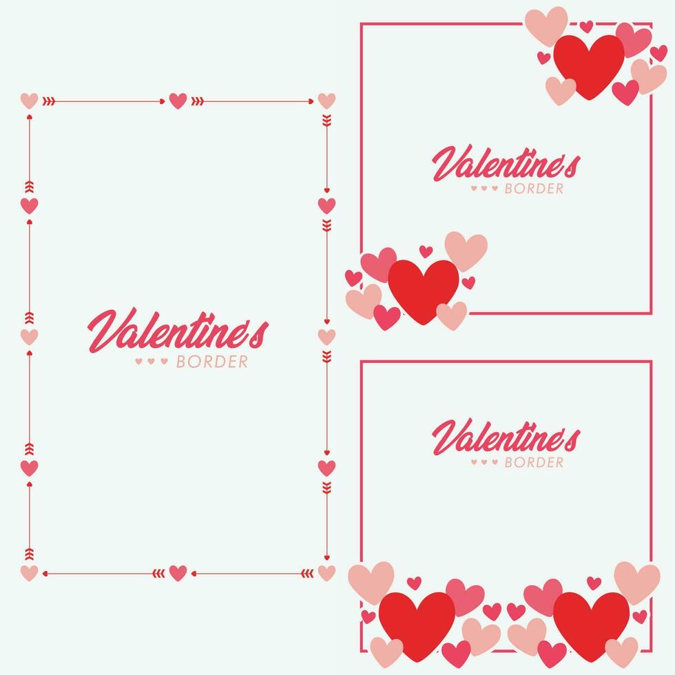 Valentines Border Frame Collection Set vector