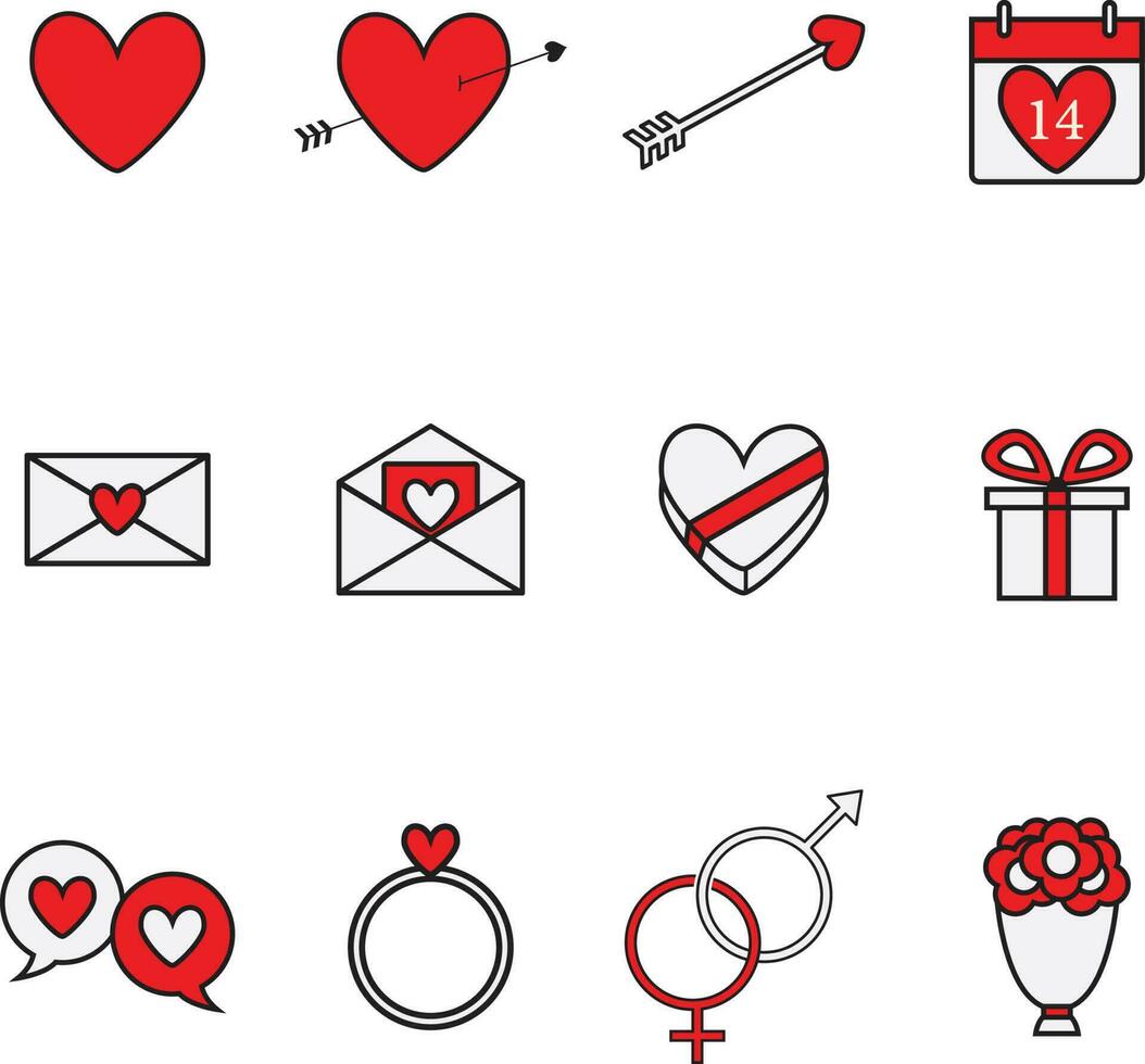 conjunto de iconos del día de san valentín vector