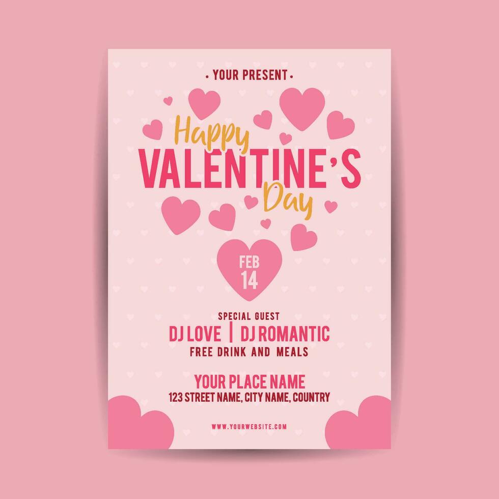Valentines day celebration flyer template vector