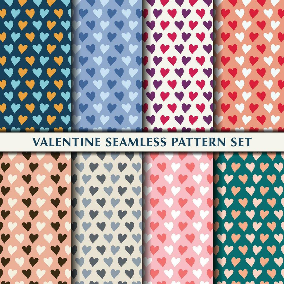 Valentine Seamless Pattern Heart Set Collection vector