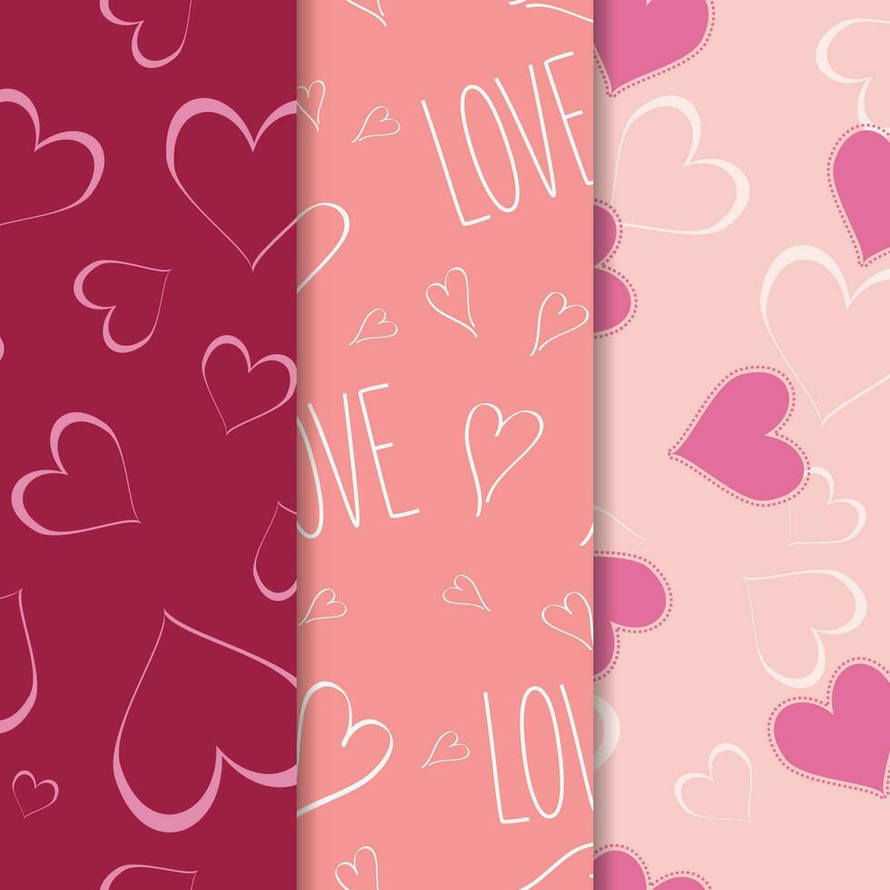 Valentine Seamless Pattern Heart Set Collection vector