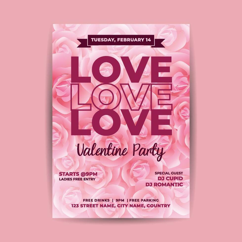Valentines Day Love Party Event Flyer Background vector
