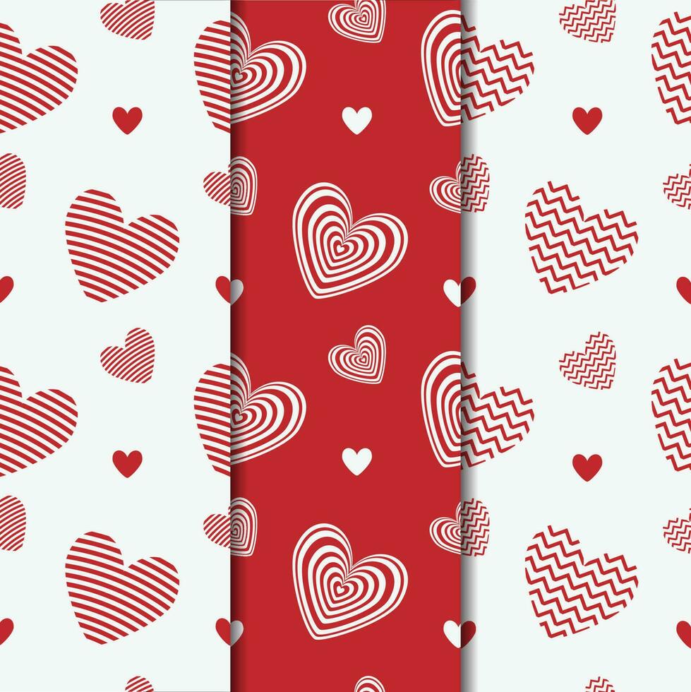 Valentine Seamless Pattern Heart Set Collection vector