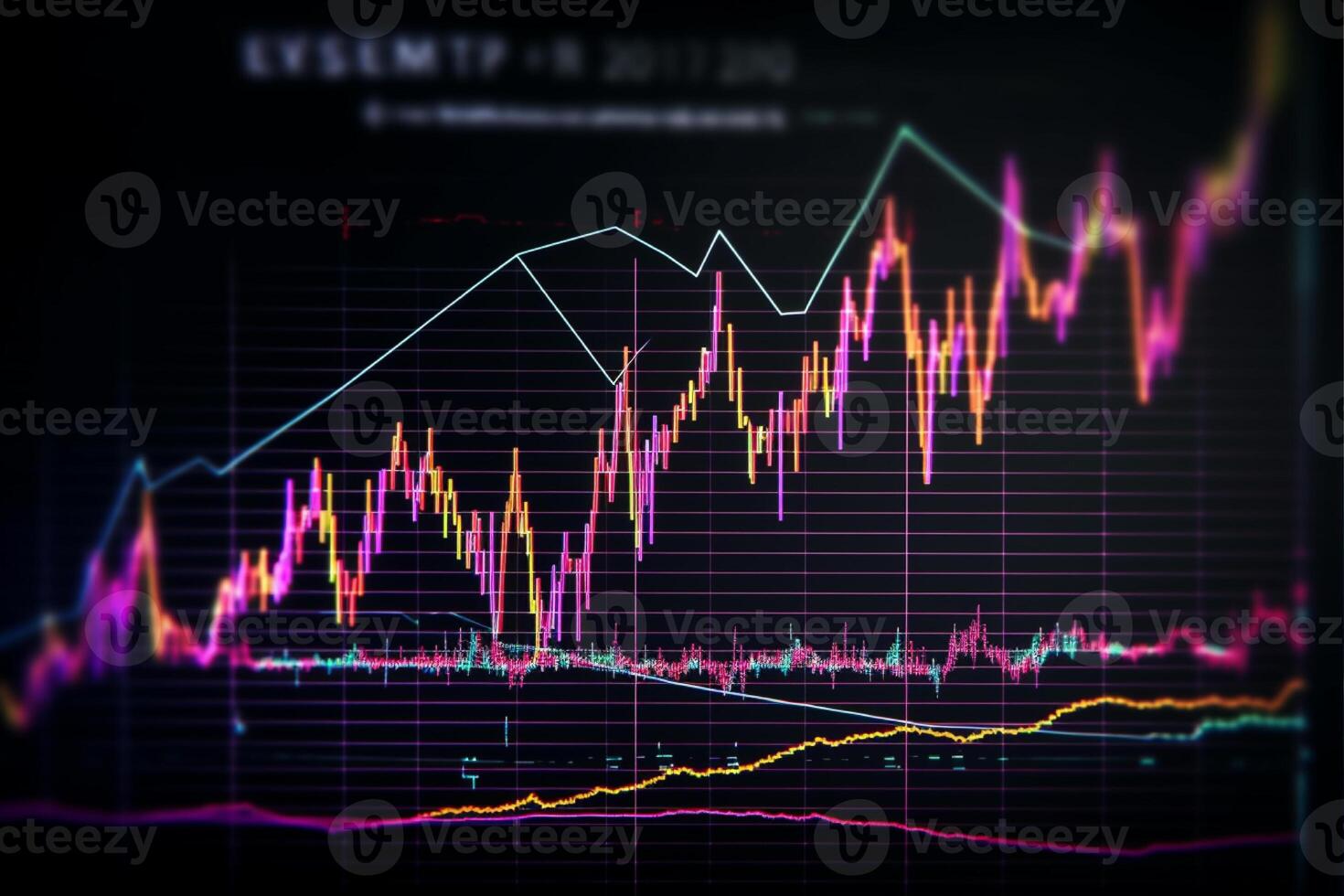 A stock chart with a line graph on it, stock market or forex trading grap with photo