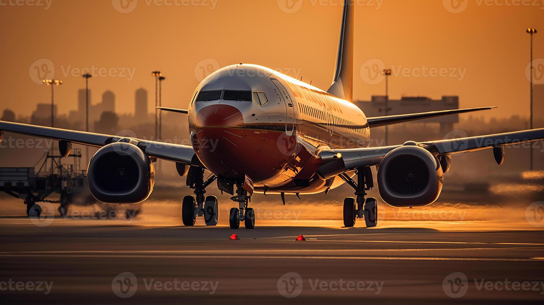 Airplane, view from airport terminal, traveler concept, photo