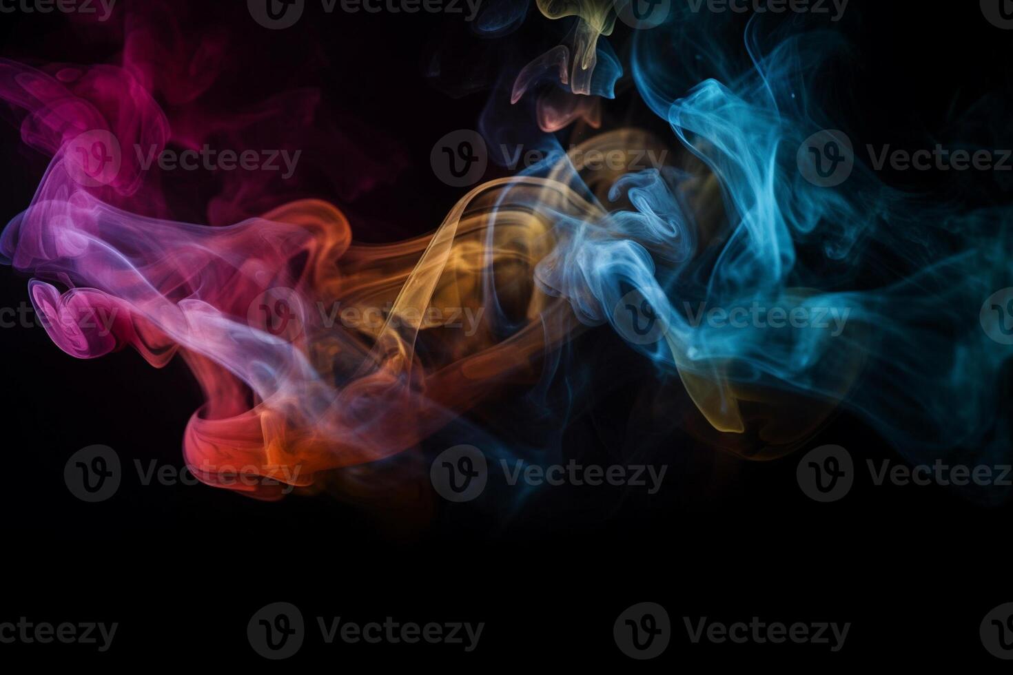 Colorful smoke isolated on black background. Abstract background of colorful smoke. photo
