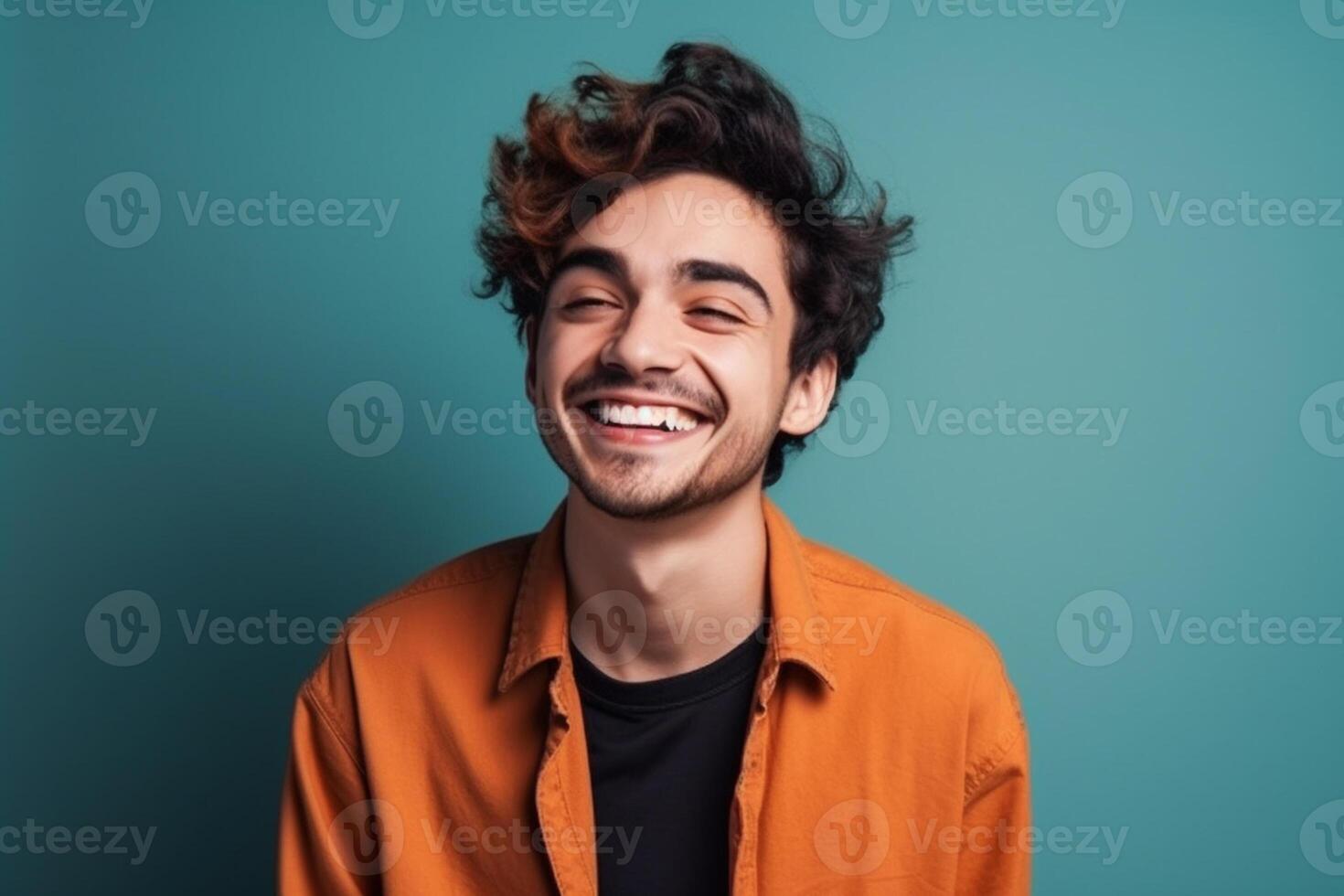 a man on solid color background with a Smile facial expression photo