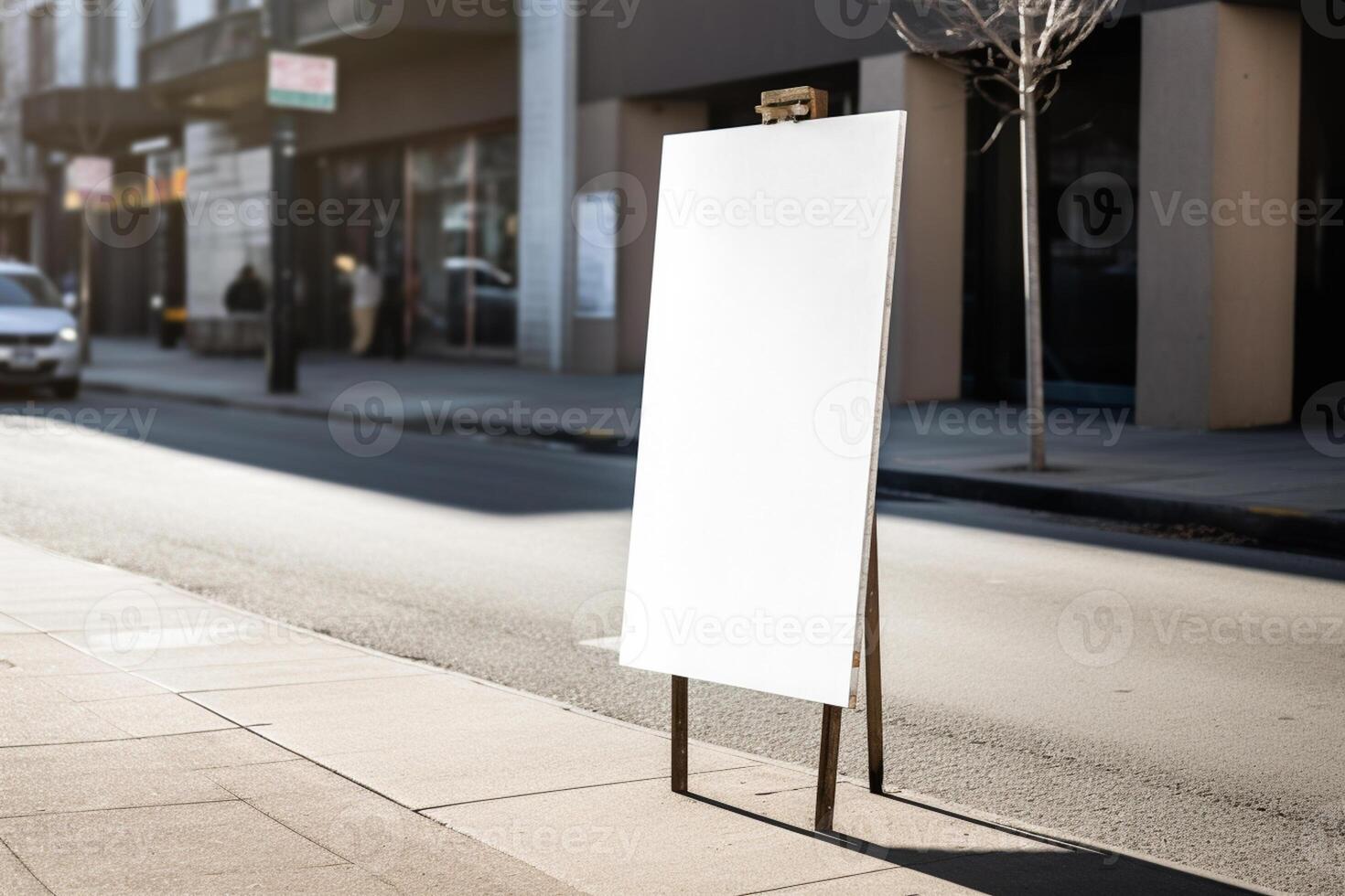 a Blank white sign board mockup isolated outside photo