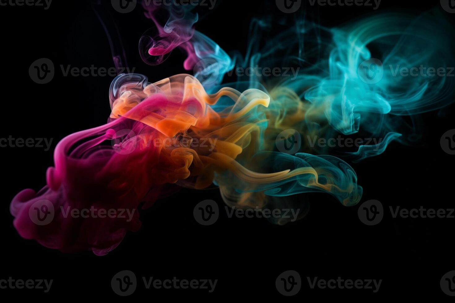 Colorful smoke isolated on black background. Abstract background of colorful smoke. photo