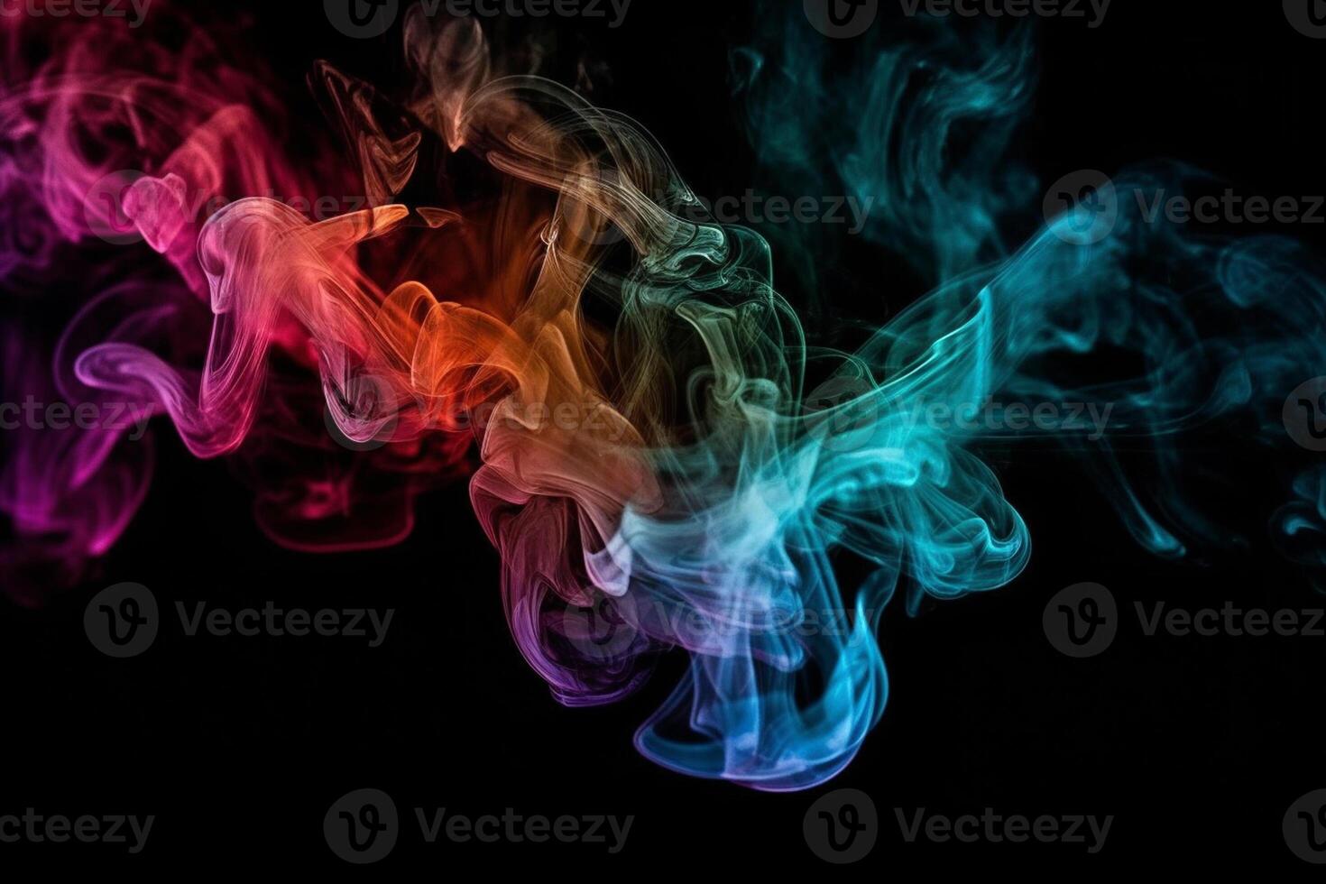 Colorful smoke isolated on black background. Abstract background of colorful smoke. photo