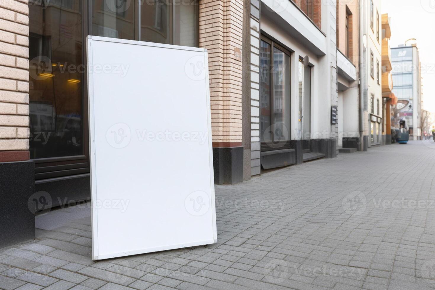 a Blank white sign board mockup isolated outside photo