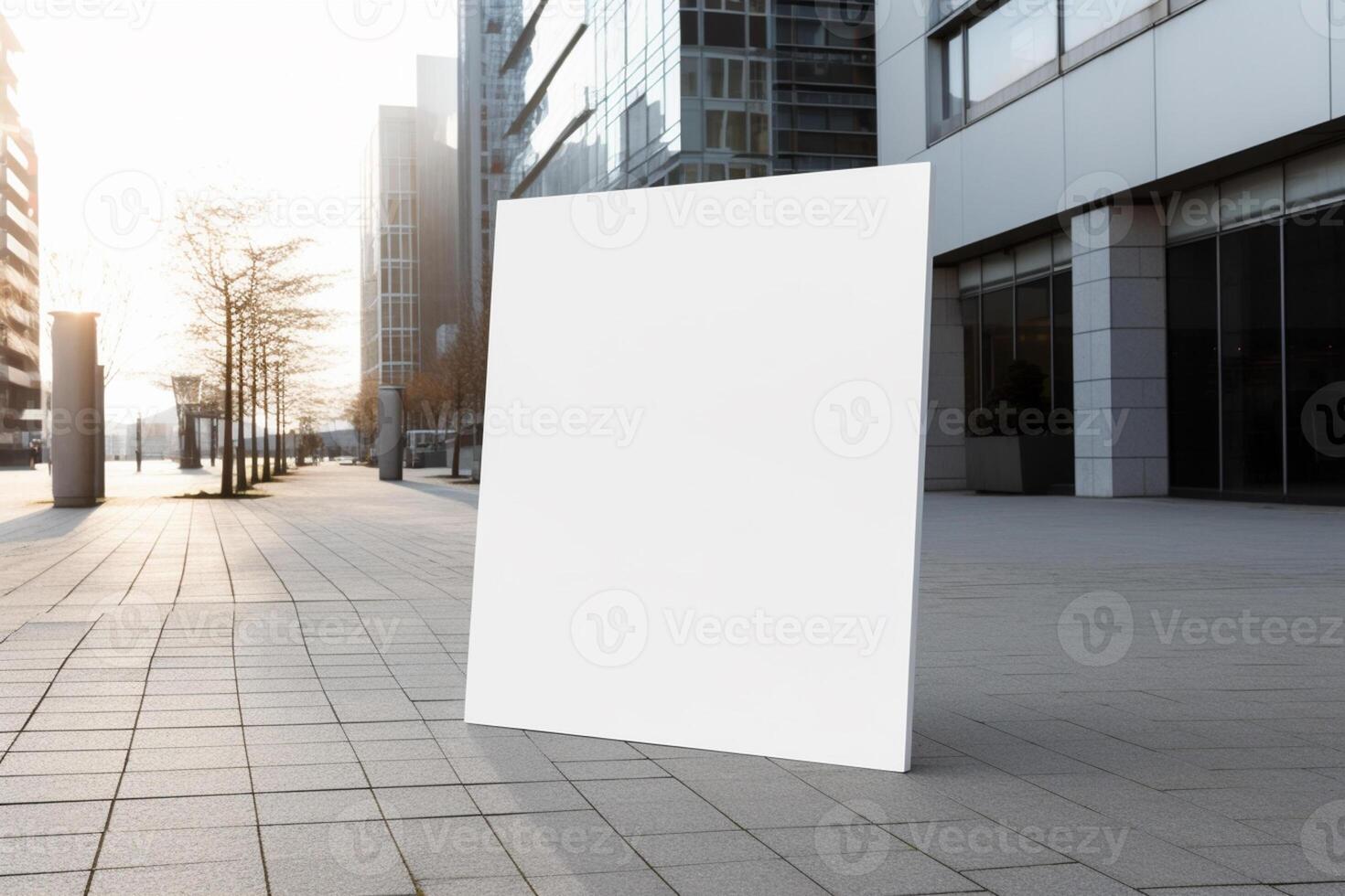a Blank white sign board mockup isolated outside photo