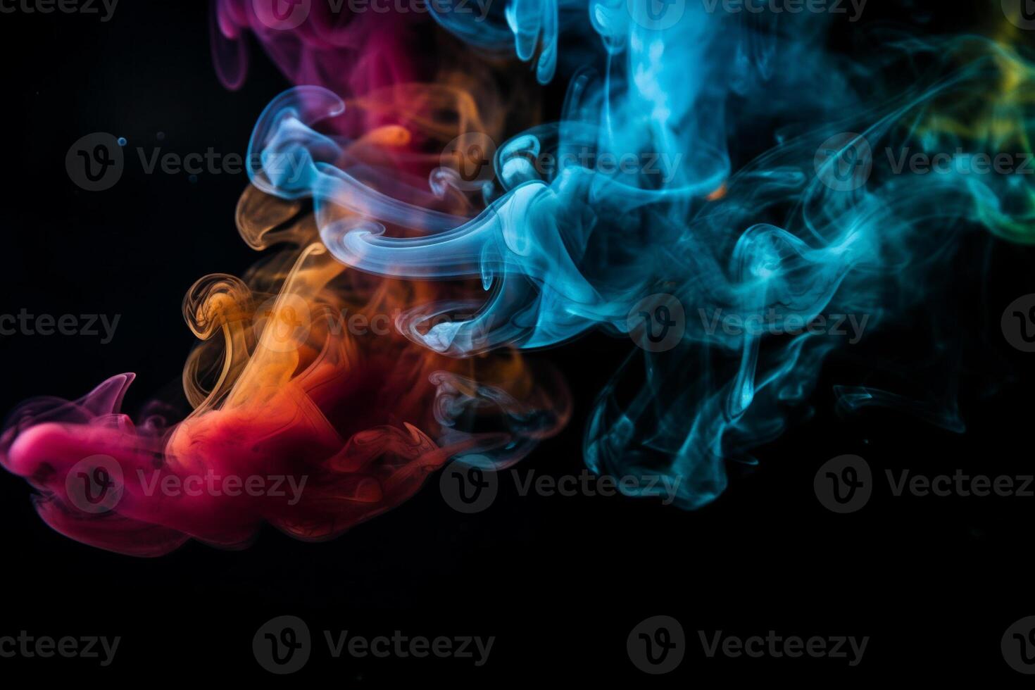 Colorful smoke isolated on black background. Abstract background of colorful smoke. photo