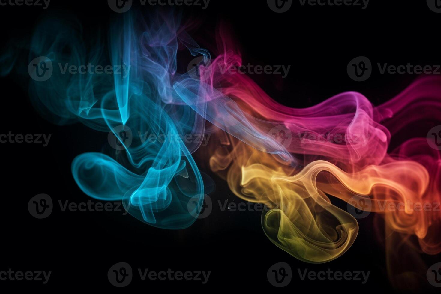 Colorful smoke isolated on black background. Abstract background of colorful smoke. photo