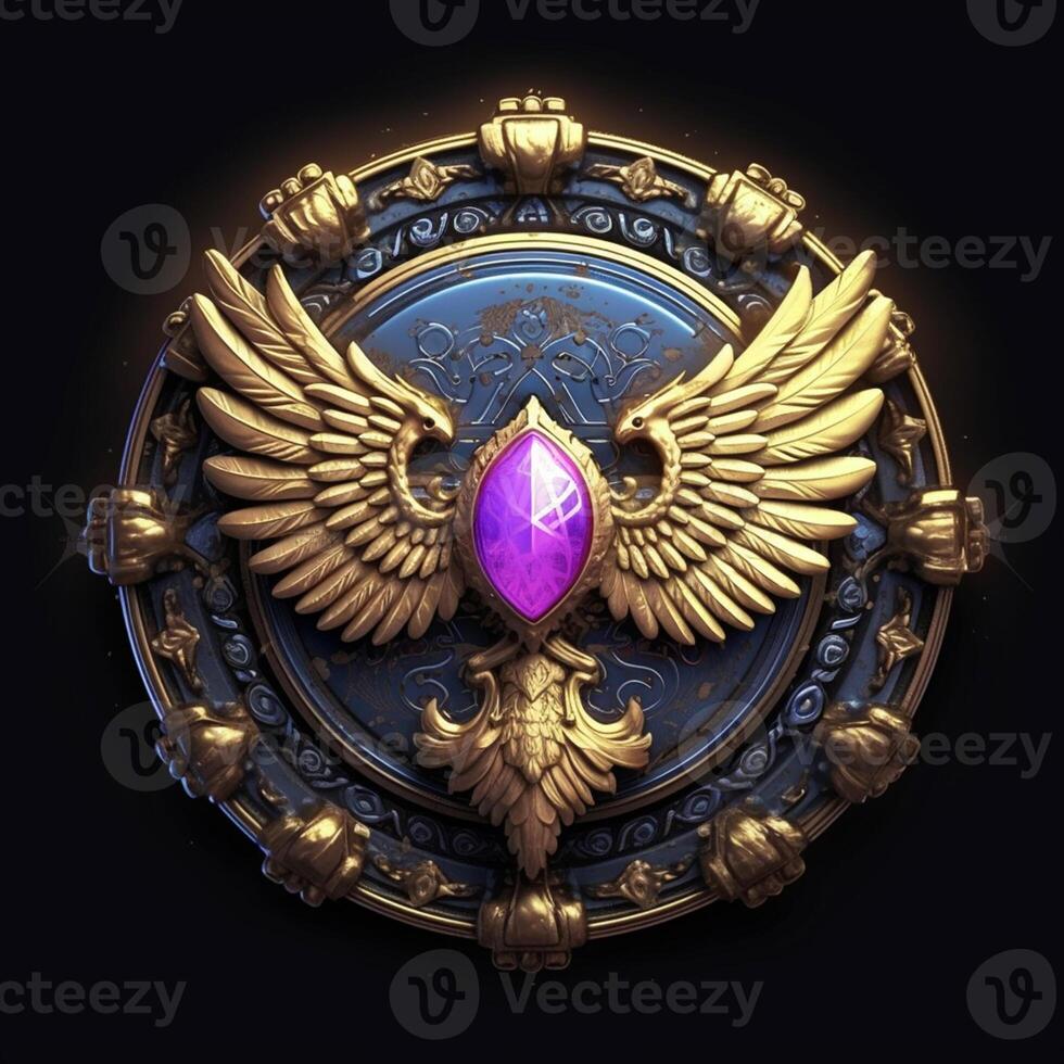 Luxury shield with wings and crystal ball photo