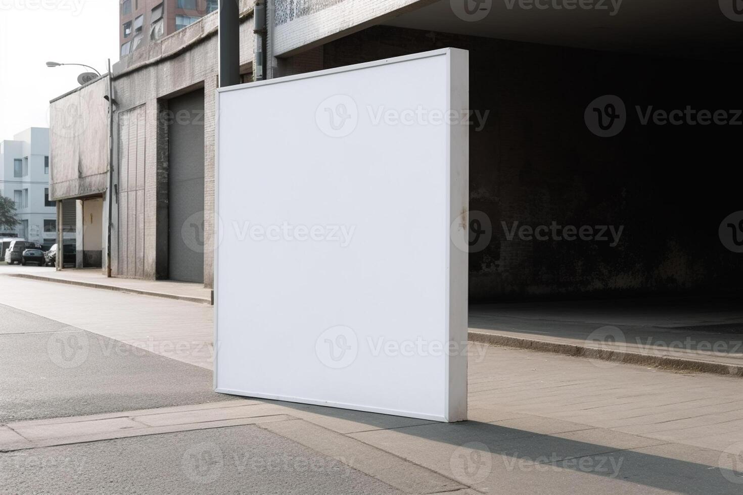 a Blank white sign board mockup isolated outside photo