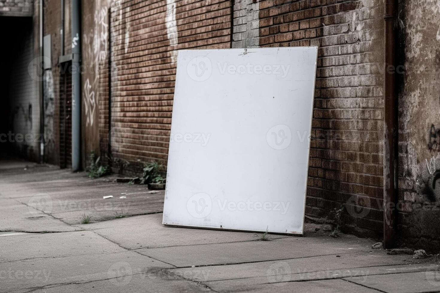 a Blank white sign board mockup isolated outside photo