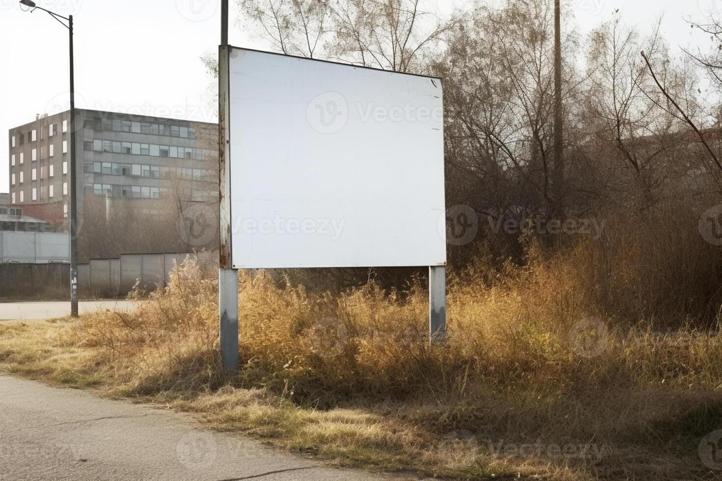 a Blank white sign board mockup isolated outside photo