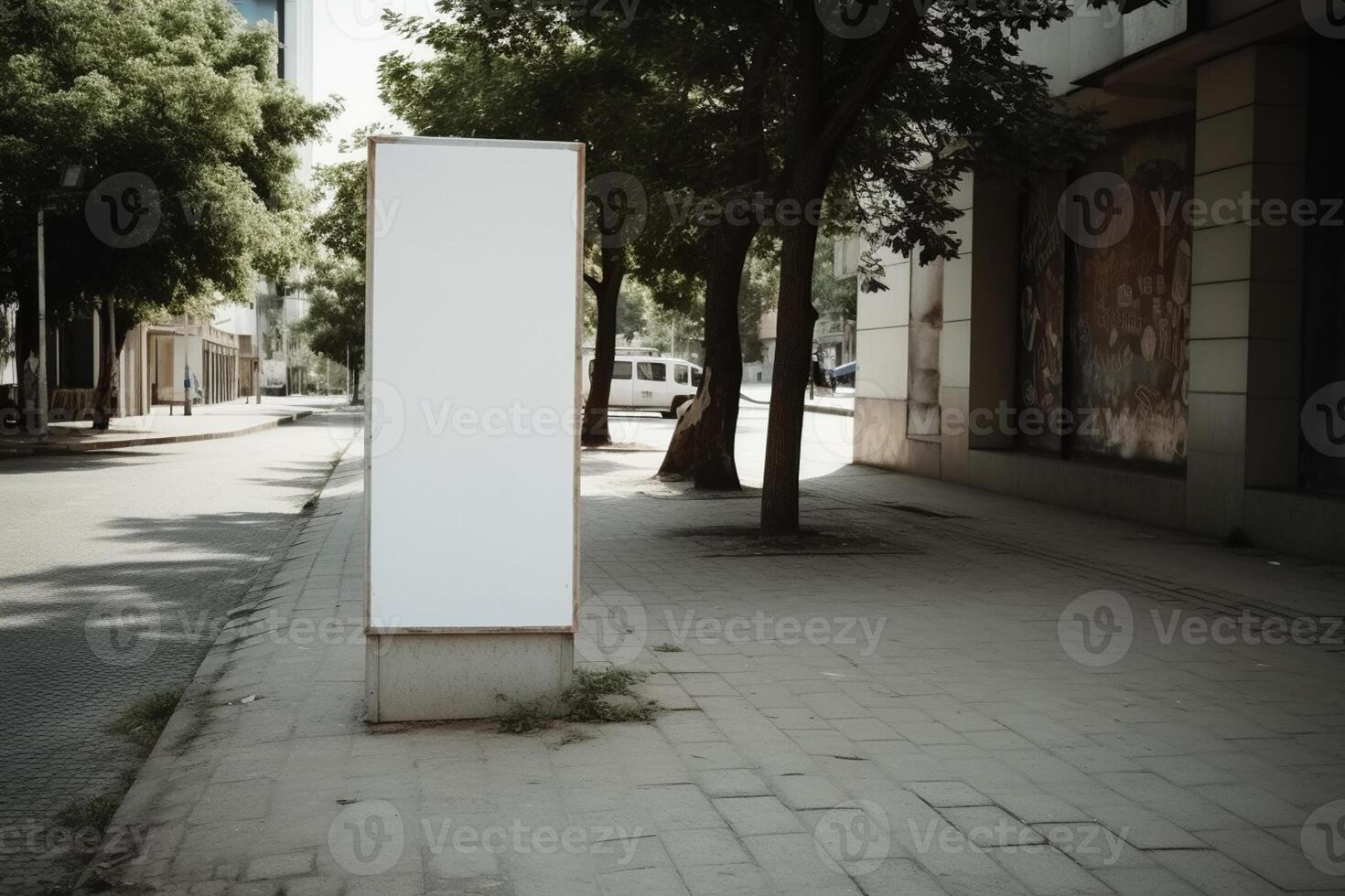 a Blank white sign board mockup isolated outside photo