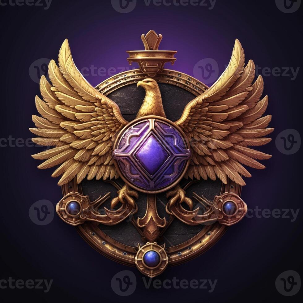 Luxury shield with wings and crystal ball photo