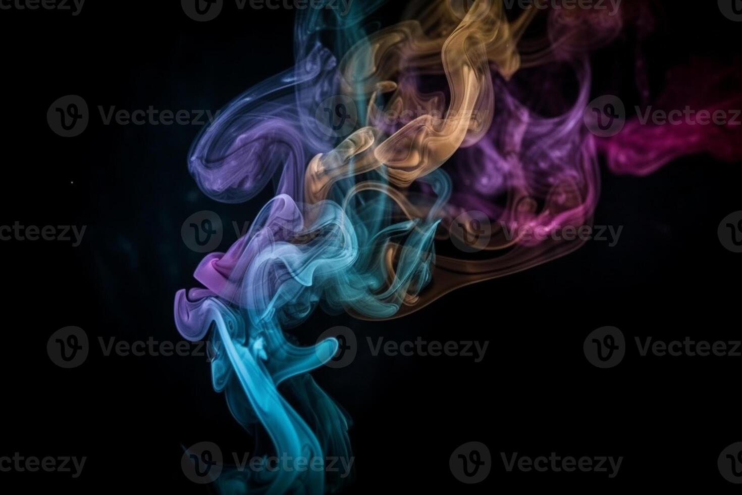 Colorful smoke isolated on black background. Abstract background of colorful smoke. photo