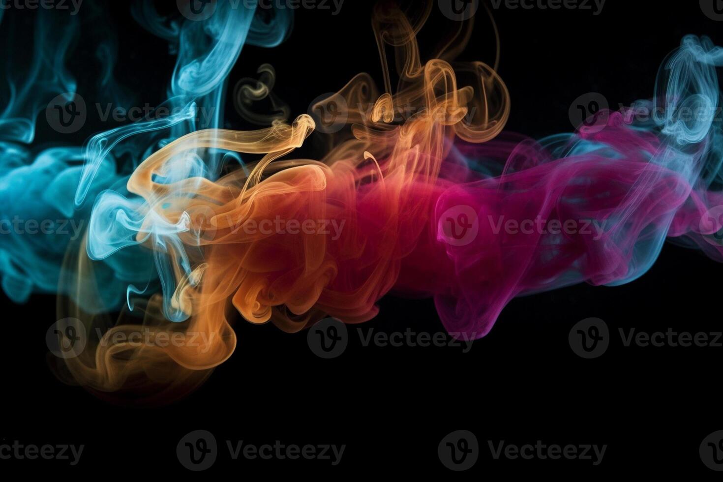 Colorful smoke isolated on black background. Abstract background of colorful smoke. photo