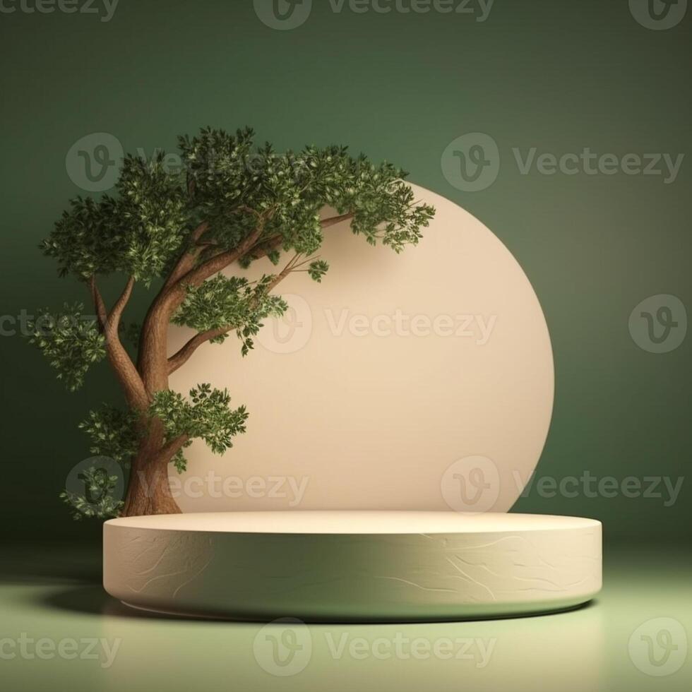 Naturel product display background stage with blank podium pedestal photo