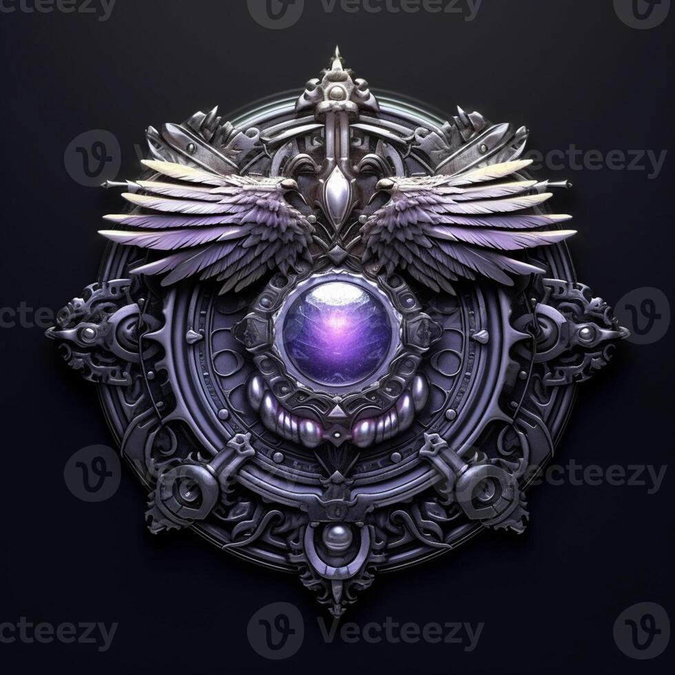 Luxury shield with wings and crystal ball photo