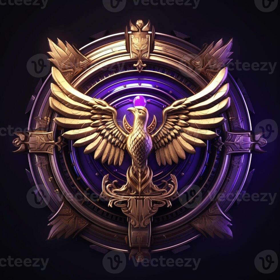 Luxury shield with wings and crystal ball photo