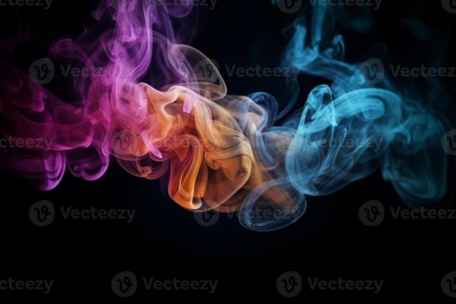 Colorful smoke isolated on black background. Abstract background of colorful smoke. photo