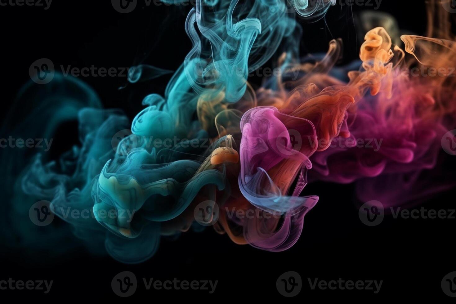 Colorful smoke isolated on black background. Abstract background of colorful smoke. photo