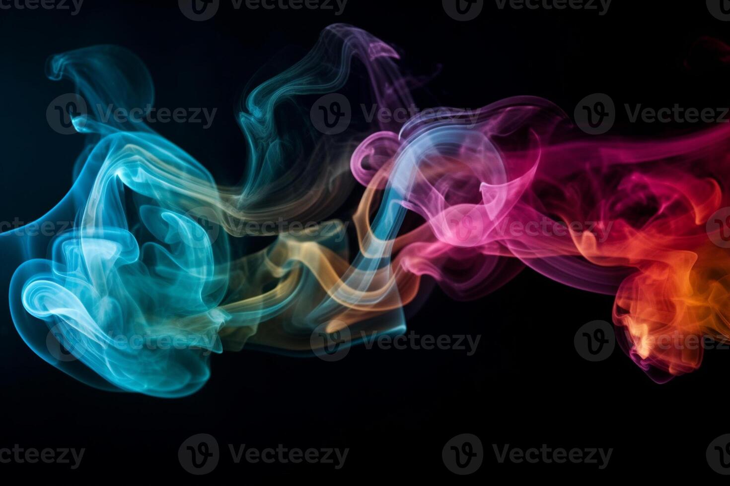 Colorful smoke isolated on black background. Abstract background of colorful smoke. photo